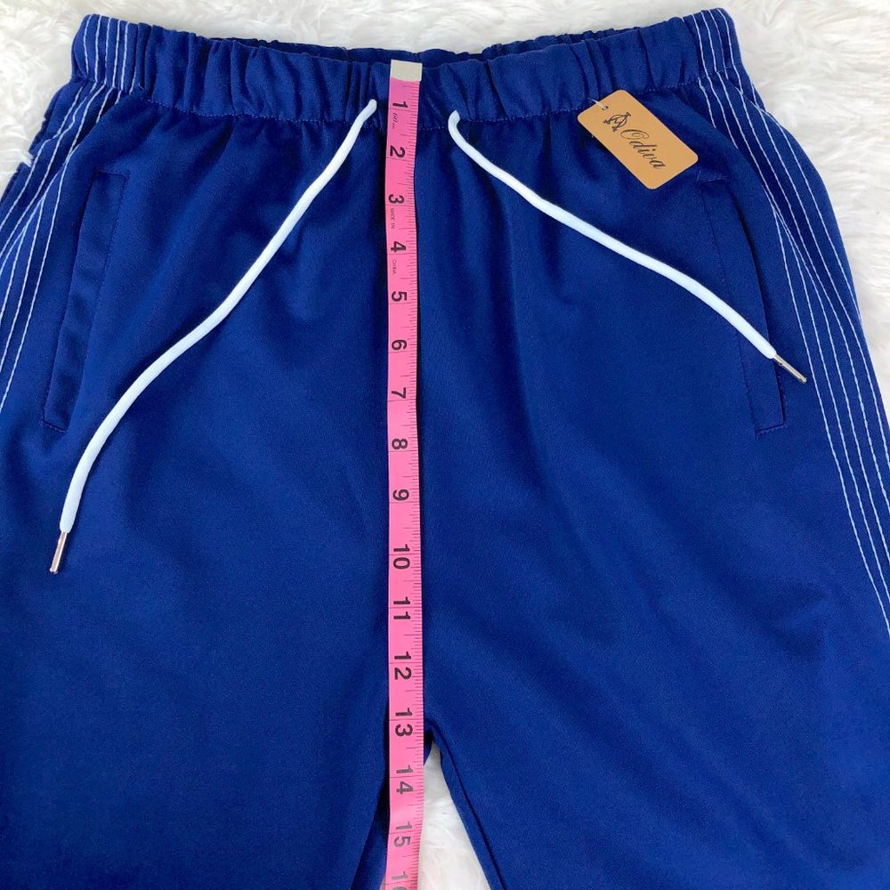 Blue & White Sporty Mid-Rise Joggers Pants L/XL - Picture 11 of 13